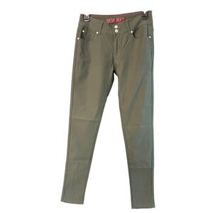 New Max Women Olive Green Skinny Pants High Rise Double Button Size 8